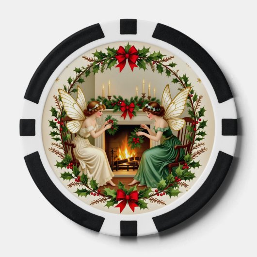 Viktorianische Feen Weihnachtsgeist Pokerchips (Vorderseite)