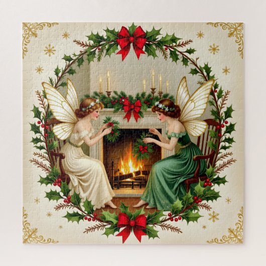 Viktorianische Feen Weihnachtsgeist Puzzle (Vertikal)