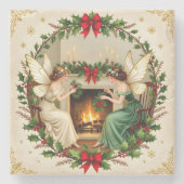 Viktorianische Feen Weihnachtsgeist Steinuntersetzer (Vorderseite)