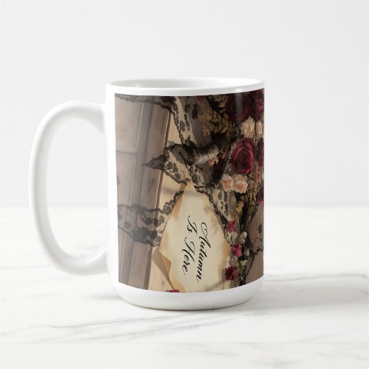 Viktorianische Fensterfront Vorhang Rose Art Kaffeetasse (Links)