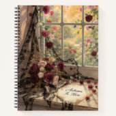 Viktorianische Fensterfront Vorhang Rose Art Notizblock (Vorderseite)