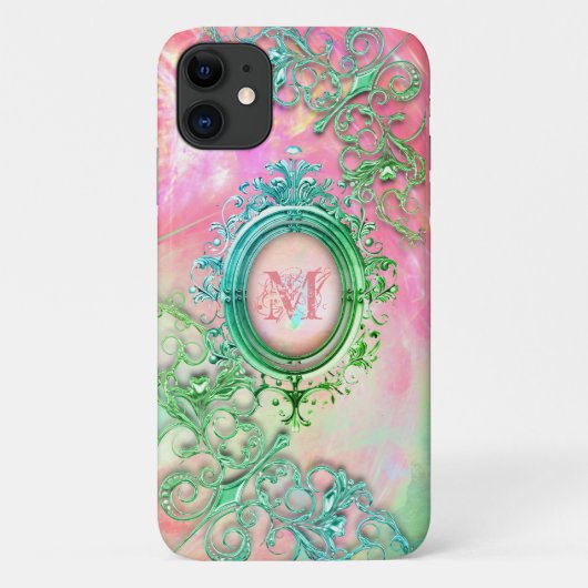 Viktorianische filigrane Opal-Opal-Optik rosa aqua Case-Mate iPhone Hülle (Rückseite)