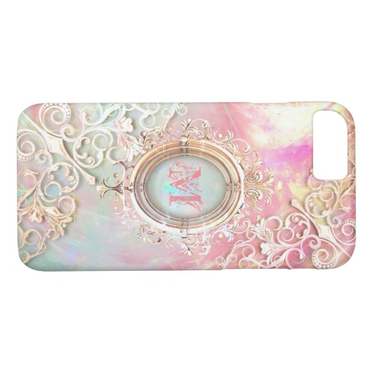 Viktorianische filigrane Opal-Rosa Perlmutter Case-Mate iPhone Hülle (Rückseite (Horizontal))