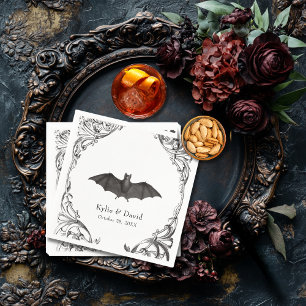 Viktorianische Fledermaus bis zum Tod Schwarz-Weiß Serviette