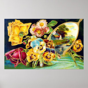 Viktorianische Flora und Landschaft Landschaftlich Poster