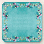 Viktorianische florale elegante aquamarine lila Ro Getränkeuntersetzer (Vorderseite)