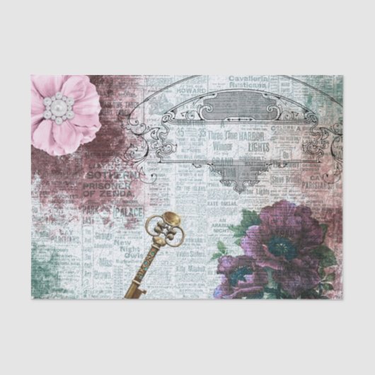 Viktorianische florale Ephemera Dekoupage Seidenpapier (Vorderseite)