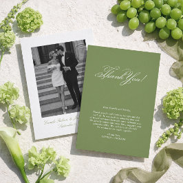 Viktorianische Foto Olivgrüne Hochzeit Dankeskarte
