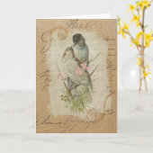 Viktorianische französische Liebesvögel Liebe Song Karte (Gelbe Blume)