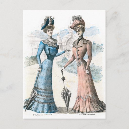 Viktorianische französische Mode Postkarte (Vorderseite)