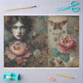 Viktorianische französische Peony Rose Ephemera De Seidenpapier (Basteln)