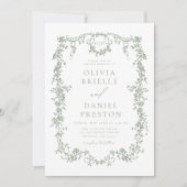 Viktorianische französische Sage Green Wedding Mon Einladung (Vorderseite)