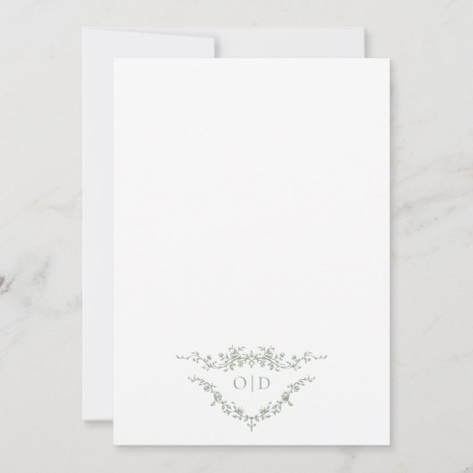 Viktorianische französische Sage Green Wedding Mon Einladung (Rückseite)