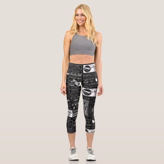 viktorianische französische Zeitung Capri Leggings (Vorderseite)