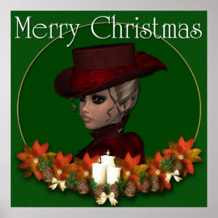 Viktorianische Frau 1 - Frohe Weihnachtsdruckerei Poster