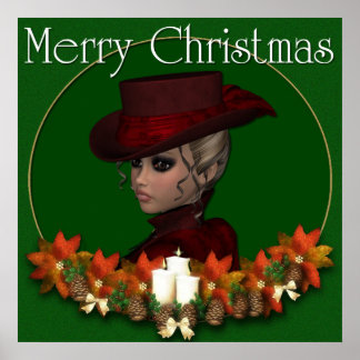 Viktorianische Frau 1 - Frohe Weihnachtsdruckerei Poster