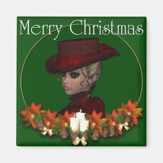 Viktorianische Frau 1 - Fröhliches Weihnachtsmagne Magnet