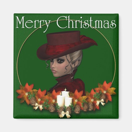 Viktorianische Frau 1 - Fröhliches Weihnachtsmagne Magnet (Vorne)