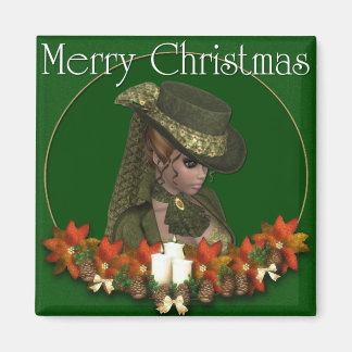 Viktorianische Frau 2 - Frohe Weihnachtsmagazin Magnet
