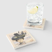 Viktorianische Frau auf japanischem Papier Steinuntersetzer (Seitenansicht)