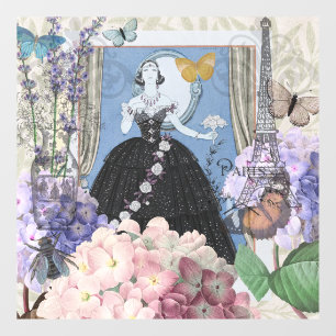 Viktorianische Frau Blumenbraun Extravagant Gown Fensteraufkleber