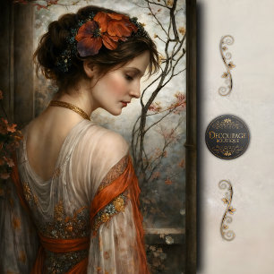 Viktorianische Frau Blumenweiche Eleganz Decopage Seidenpapier