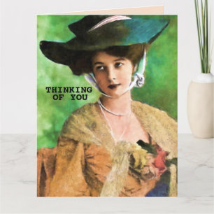VIKTORIANISCHE FRAU DENKT, DASS DU GREETING CARD DANKESKARTE