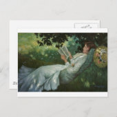 Viktorianische Frau, die ein Buch liest Postkarte (Vorne/Hinten)