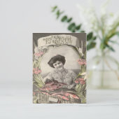 Viktorianische Frau Fisch Poisson d'avril Aprilsch Postkarte (Stehend Vorderseite)