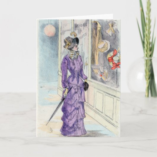 Viktorianische Frau im Vintagen Lila Kleidungsgesc (Vorderseite)