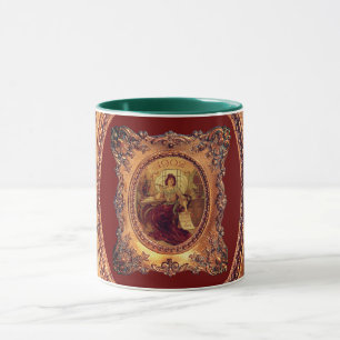 Viktorianische Frau in eleganter viktorianischer R Tasse