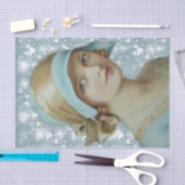 Viktorianische Frau in Light Blue Hat & Dress Seidenpapier (Handwerk)