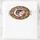 Viktorianische Frau Inside Multicolor Rose Kranz Ovaler Aufkleber (Tasche)