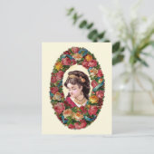Viktorianische Frau Inside Multicolor Rose Kranz Postkarte (Stehend Vorderseite)