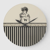 Viktorianische Frau mit anfänglicher Beschriftung Große Wanduhr (Vorderseite)