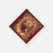 Viktorianische Frau mit elegantem Rahmen Bordeaux Serviette (Ecke)