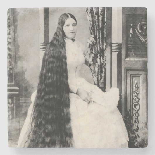 Viktorianische Frau mit langer Haare Steinuntersetzer (Vorderseite)