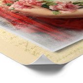 Viktorianische Frau mit rosa Rosen Romantik Poster (Ecke)