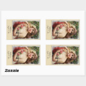 Viktorianische Frau mit rosa Rosen Romantische Ges Rechteckiger Aufkleber (Blatt)