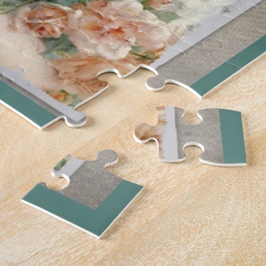 Viktorianische Frau mit Rose im Hintergrund Puzzle (Seite)