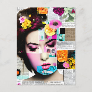 Viktorianische Frau Papier Collage Effekt Kunst Postkarte