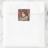 Viktorianische Frau Quadratischer Aufkleber (Tasche)