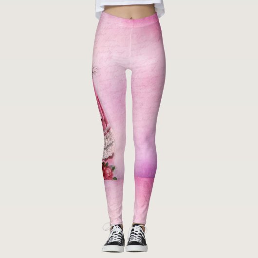 Viktorianische Frau rosa Leggings (Vorderseite)