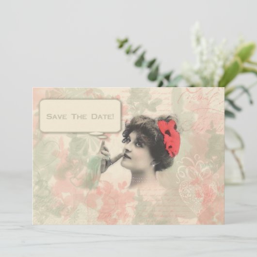 Viktorianische Frau Save the Date (Stehend Vorderseite)