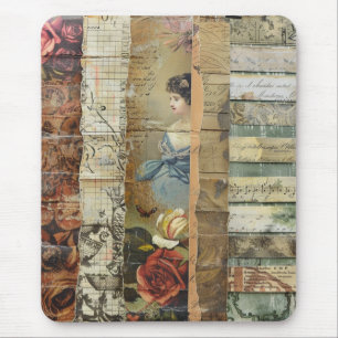 Viktorianische Frau Sepia Vintage Collage Mousepad