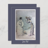 Viktorianische Frau und Anthropomorphe Snowman Einladung (Vorne/Hinten)