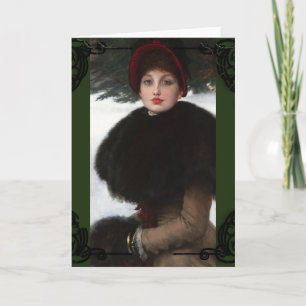 Viktorianische Frau Winter Szene Portrait vintage Karte
