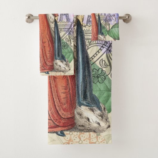 Viktorianische Frauen in rot-farbiger Mode Badhandtuch Set (Insitu)