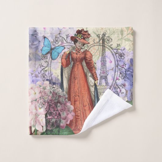 Viktorianische Frauen in rot-farbiger Mode Badhandtuch Set (Waschlappen)