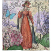 Viktorianische Frauen in rot-farbiger Mode Duschvorhang (Vorderseite)